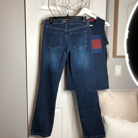 90s TOMMY HILFIGER BOOT CUT JEANS DARK BLUE BLAST - Picture 3 of 8